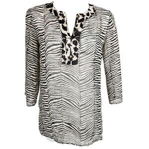 Chico's sheer mixed animal print tunic top Size 0 small 4